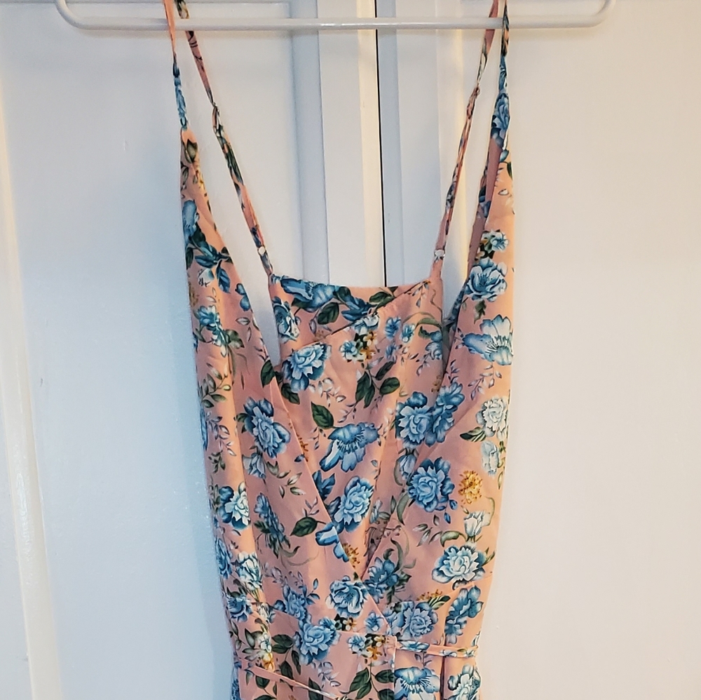 Light Pink Floral Wrap Sleeveless Maxi Dress